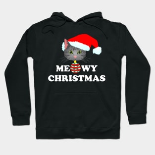 Meowy Christmas 2: Grey Tabby (White) Hoodie